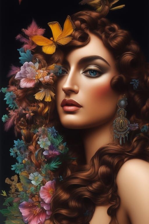 Windblown Beauty in Madagascar: Hyperrealistic Alcohol Ink A...