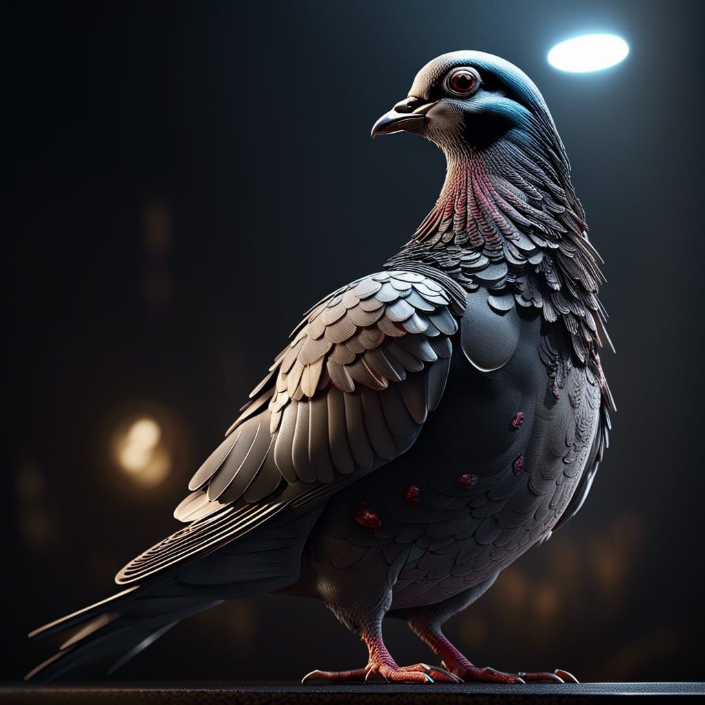 radiation-infected pigeon, perfect composition, beautiful de...
