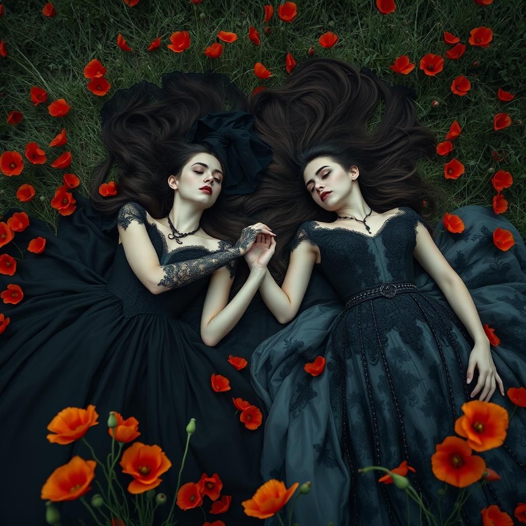 Gothic Wedding in a Poppy Field