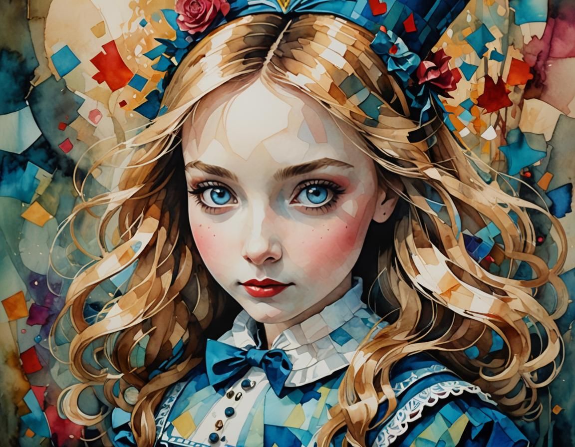 Alice in Wonderland in Mary Blair Style