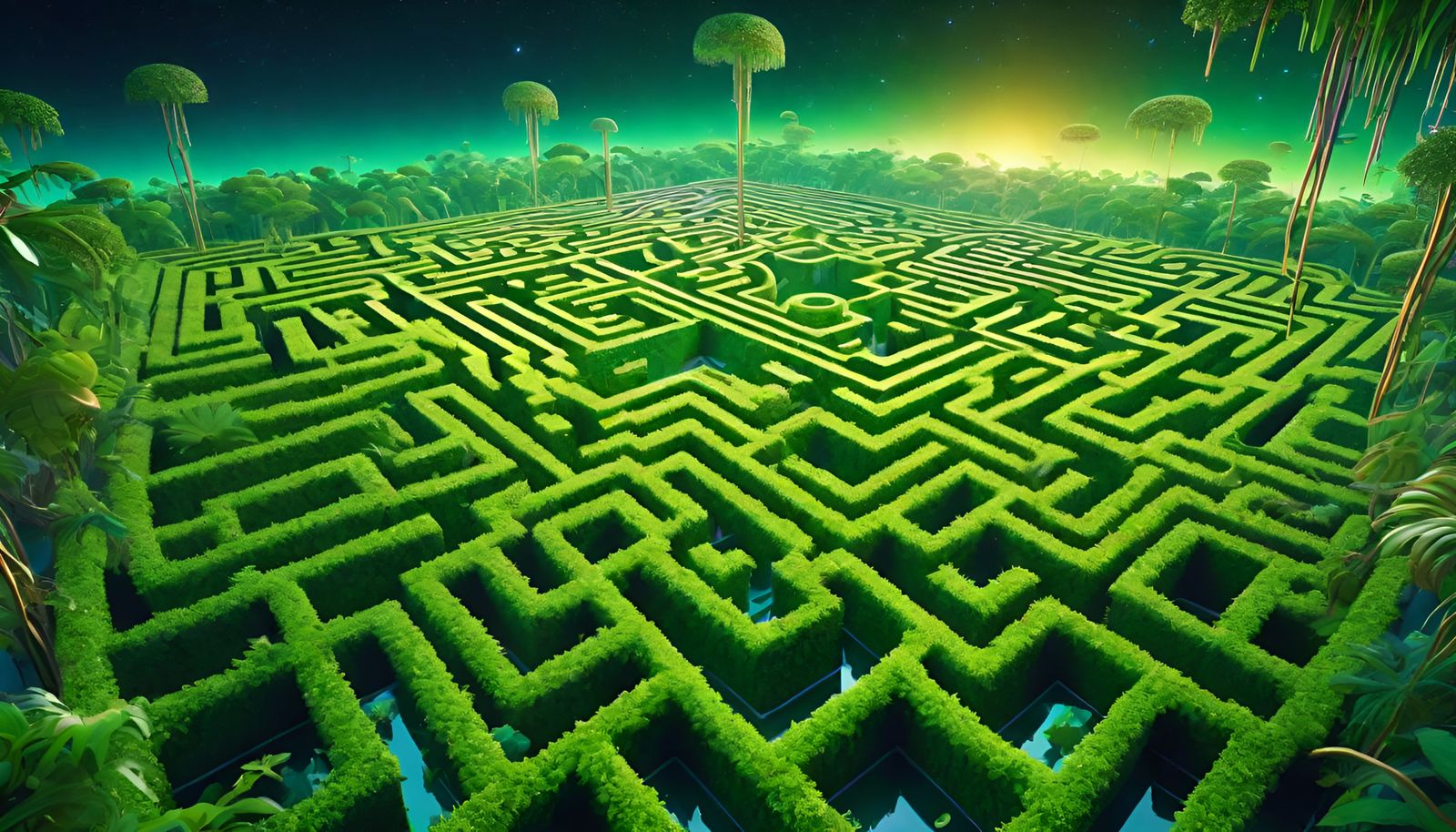 Psychedelic Jungle Maze in a Trippy Wonderland