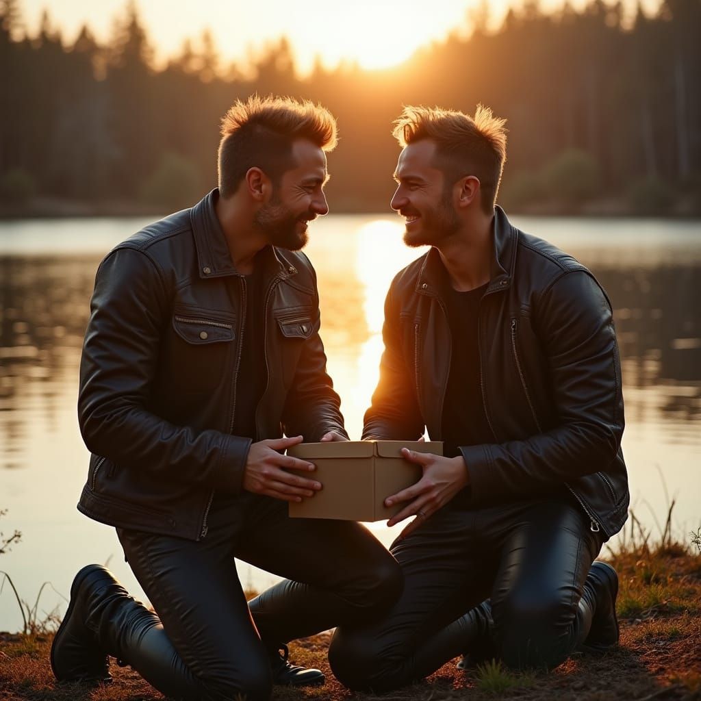 Two Men Find Solace at Sunset Lake in Moody, Cinematic Lands...