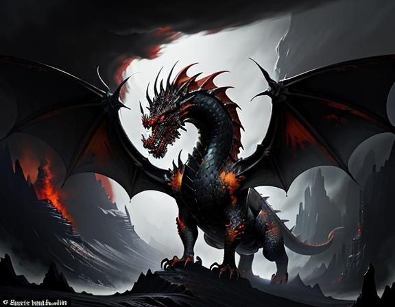 Fiery Dragon in Dynamic Fantasy Art Style
