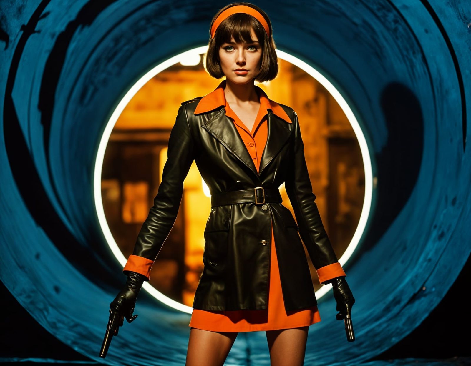 Mod Era Spy in a Cinematic Film Still