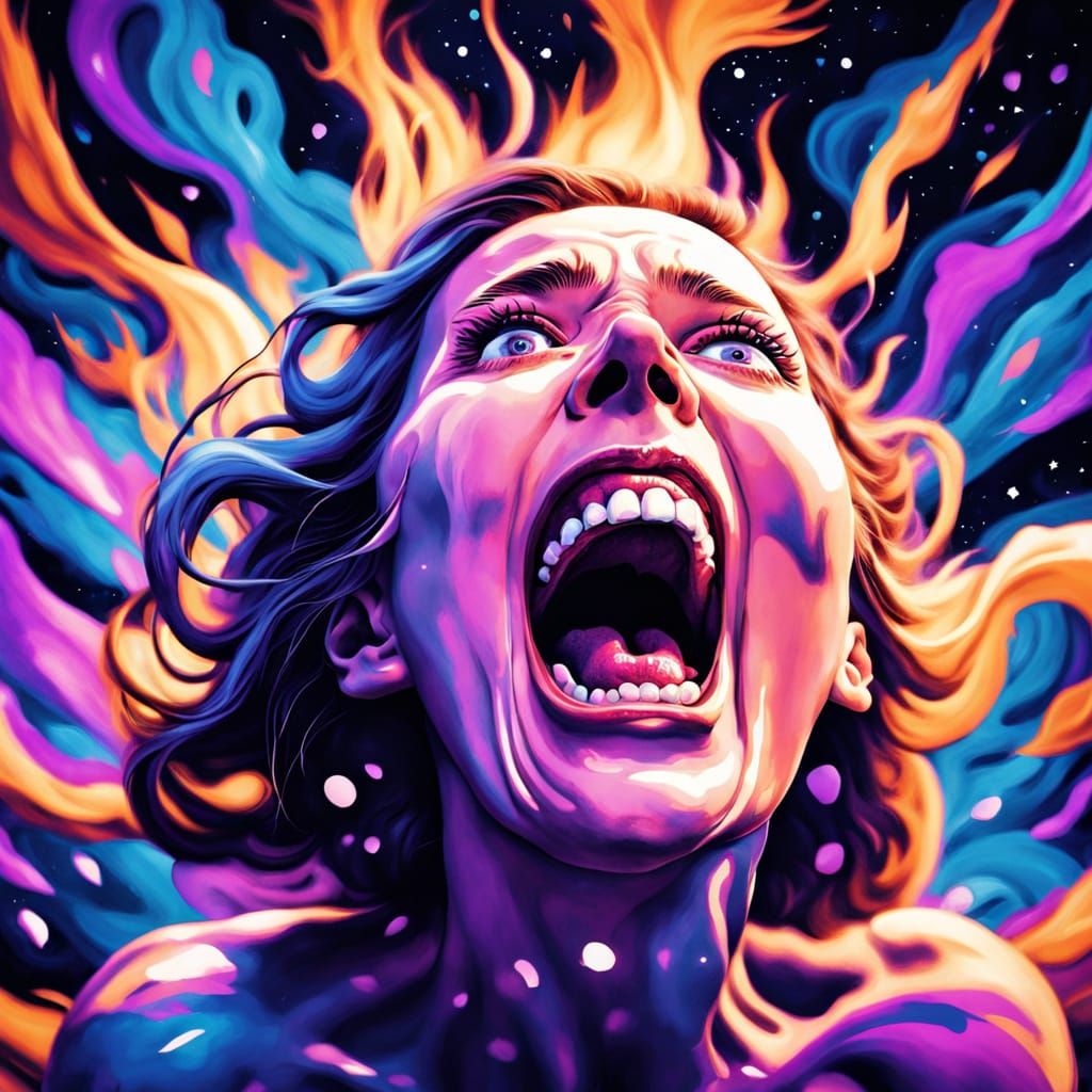 Surreal Screaming Woman in Expressionist Style