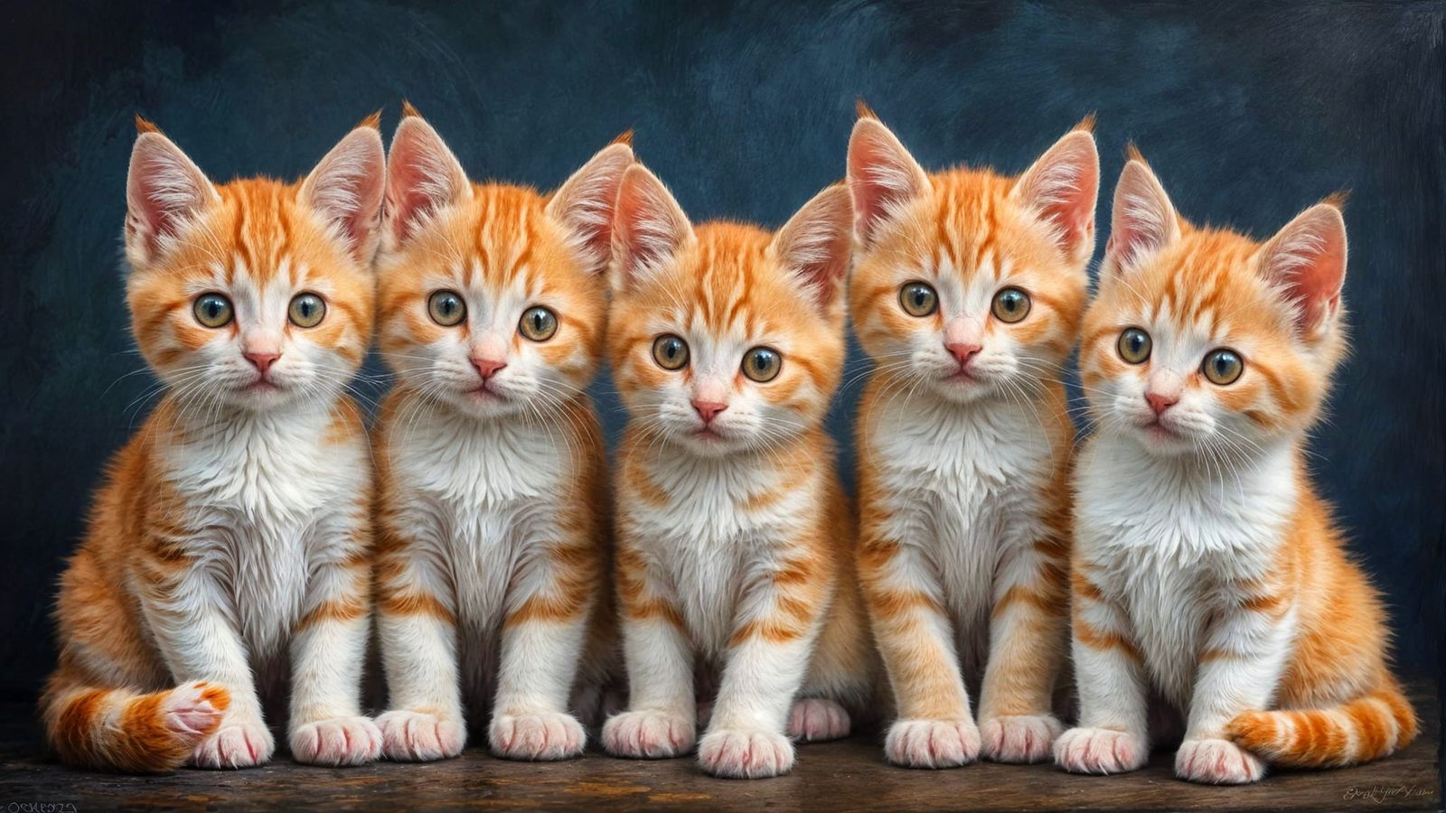 Chalk Drawing of White and Orange Kittens