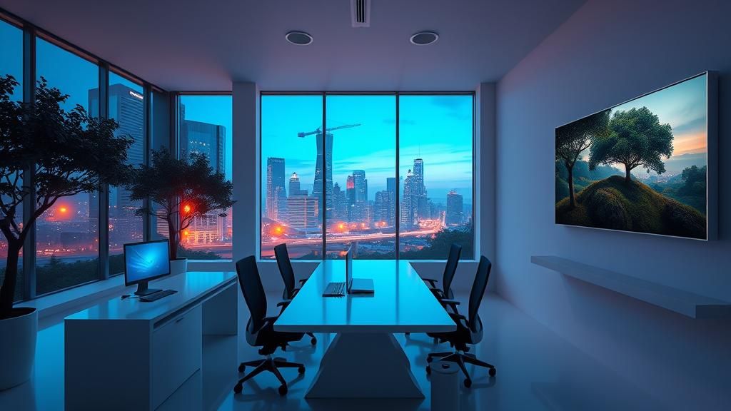 Sleek Minimalist Office in Unreal Engine 5 Style