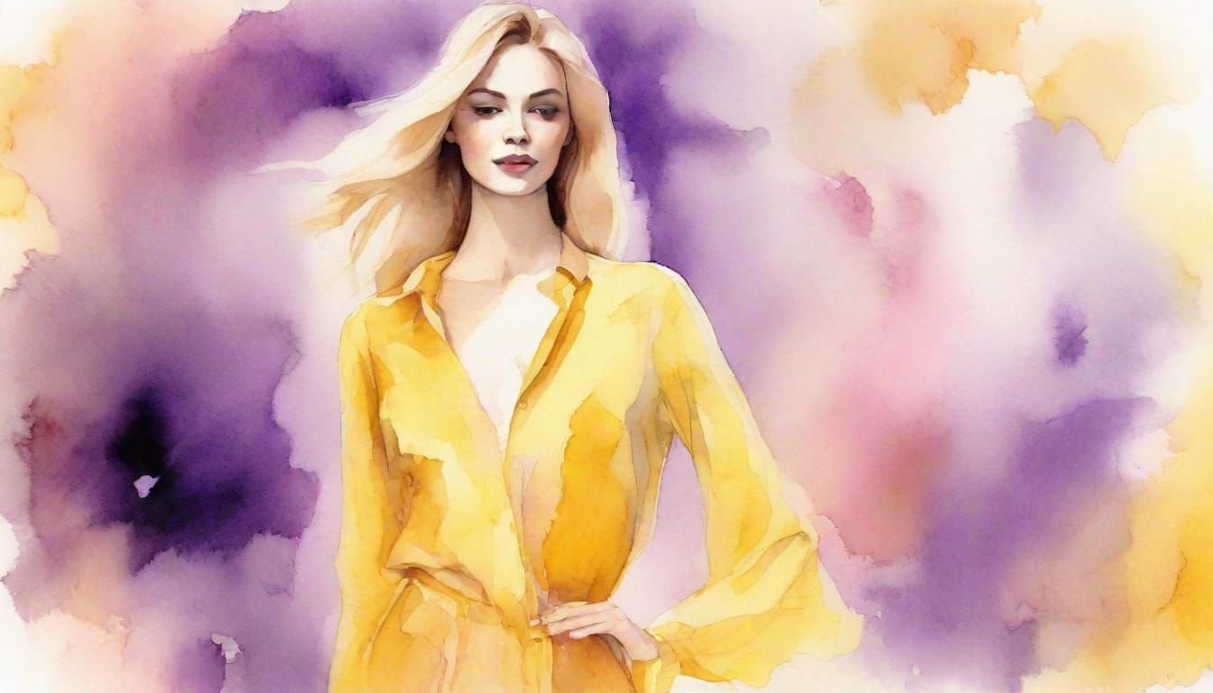 Sensual Fashion Muse in Whimsical Watercolor Wonderland