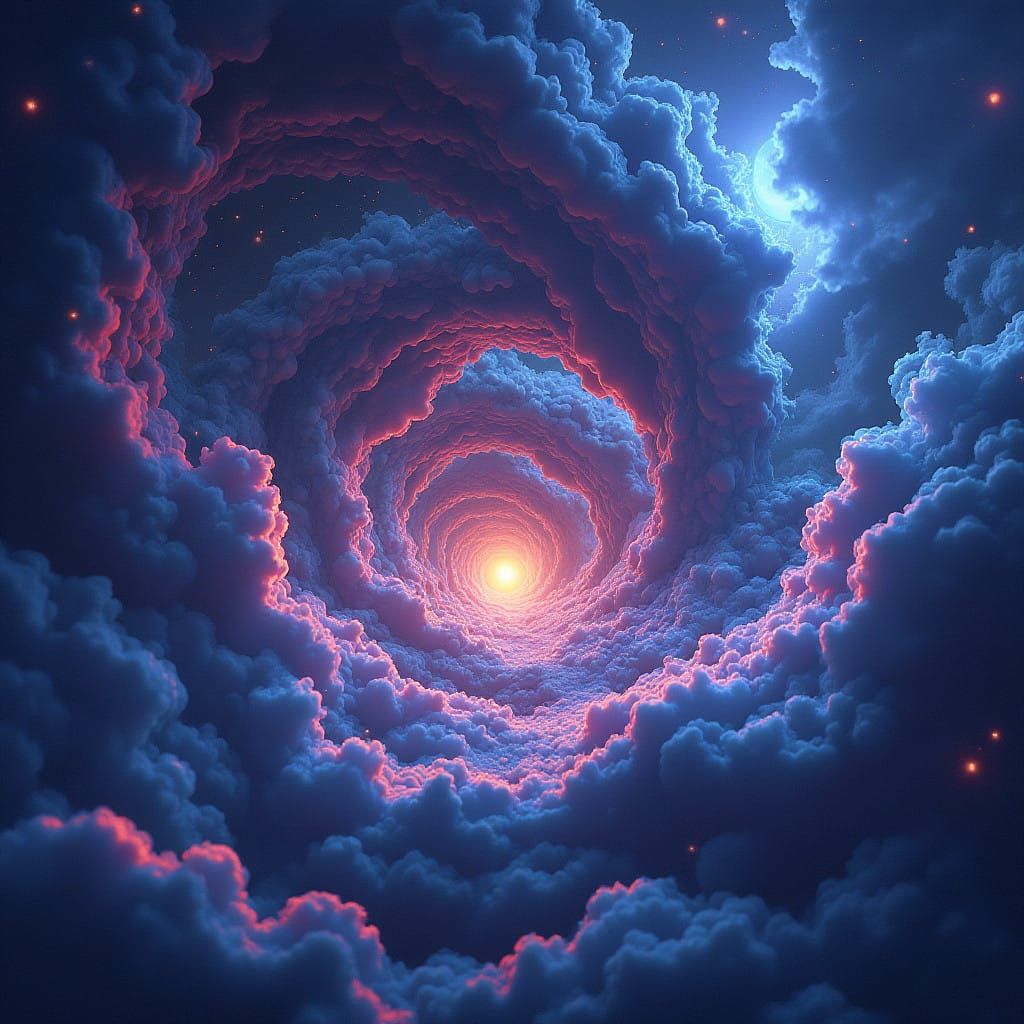 Cosmic Dreamscape in Vibrant, Neon-Lit Color