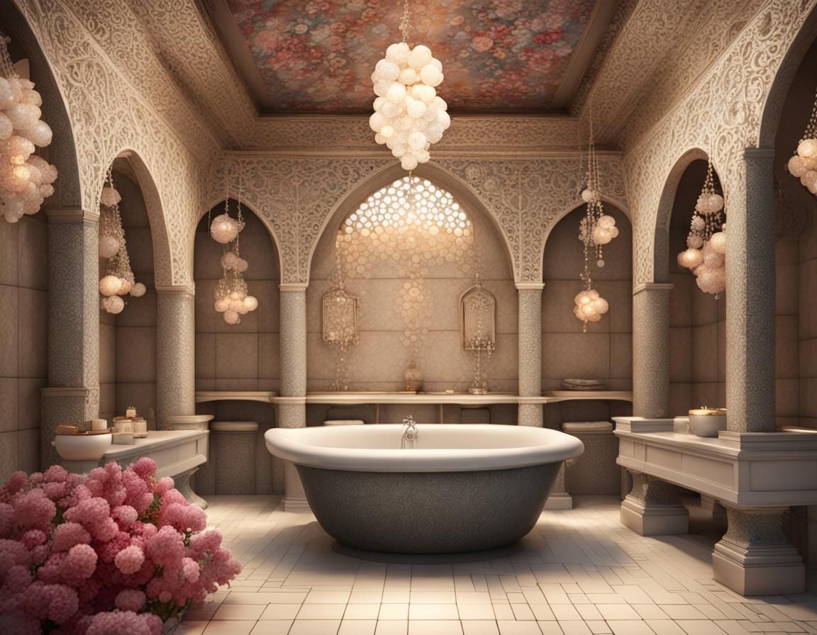 Detailed 3D Turkish Bath with Steam