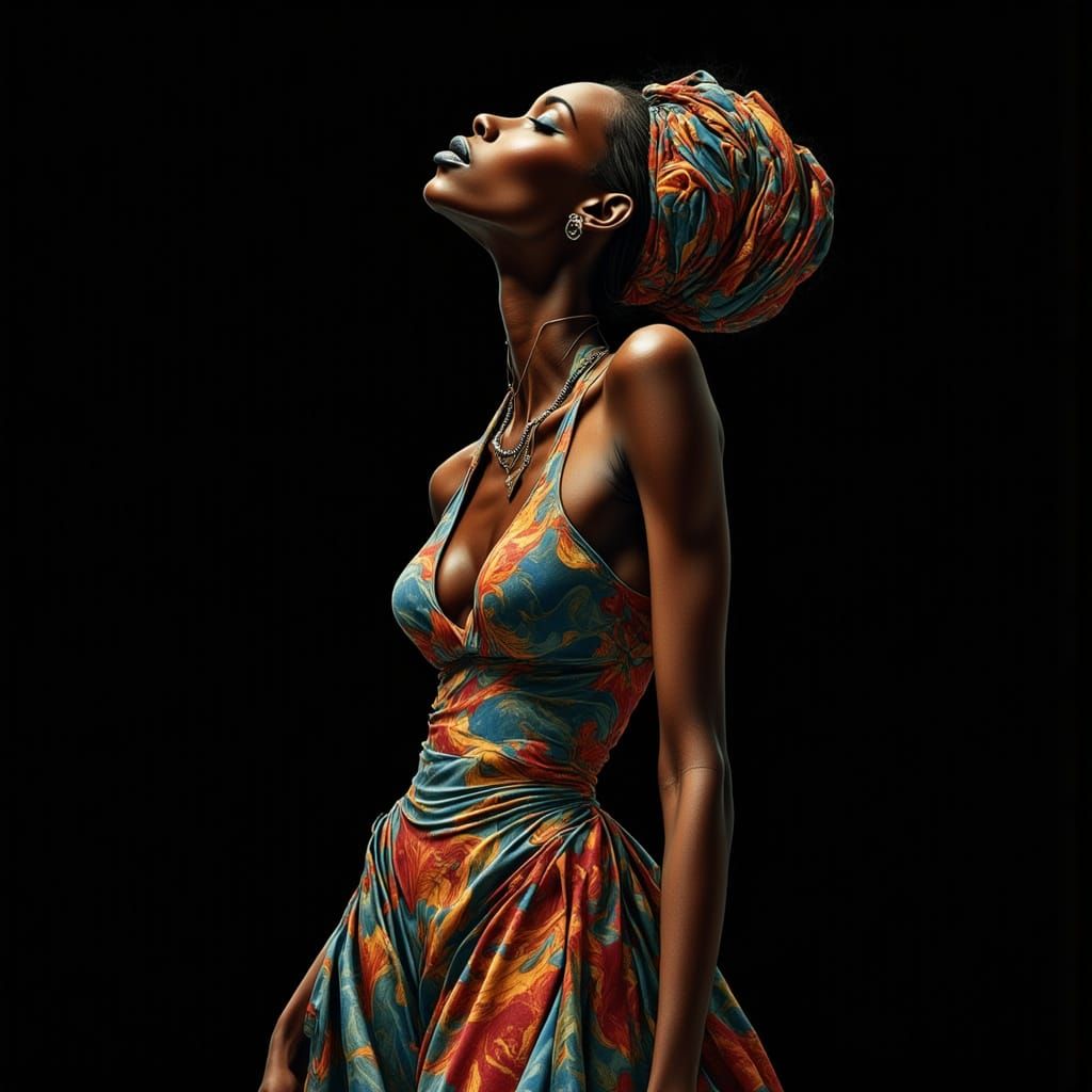 Surreal Expressionistic Portrait of a Young Black Woman