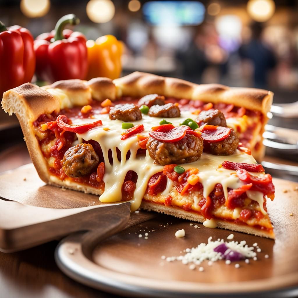 Mouthwatering Chicago Deep-Dish Pizza Slice