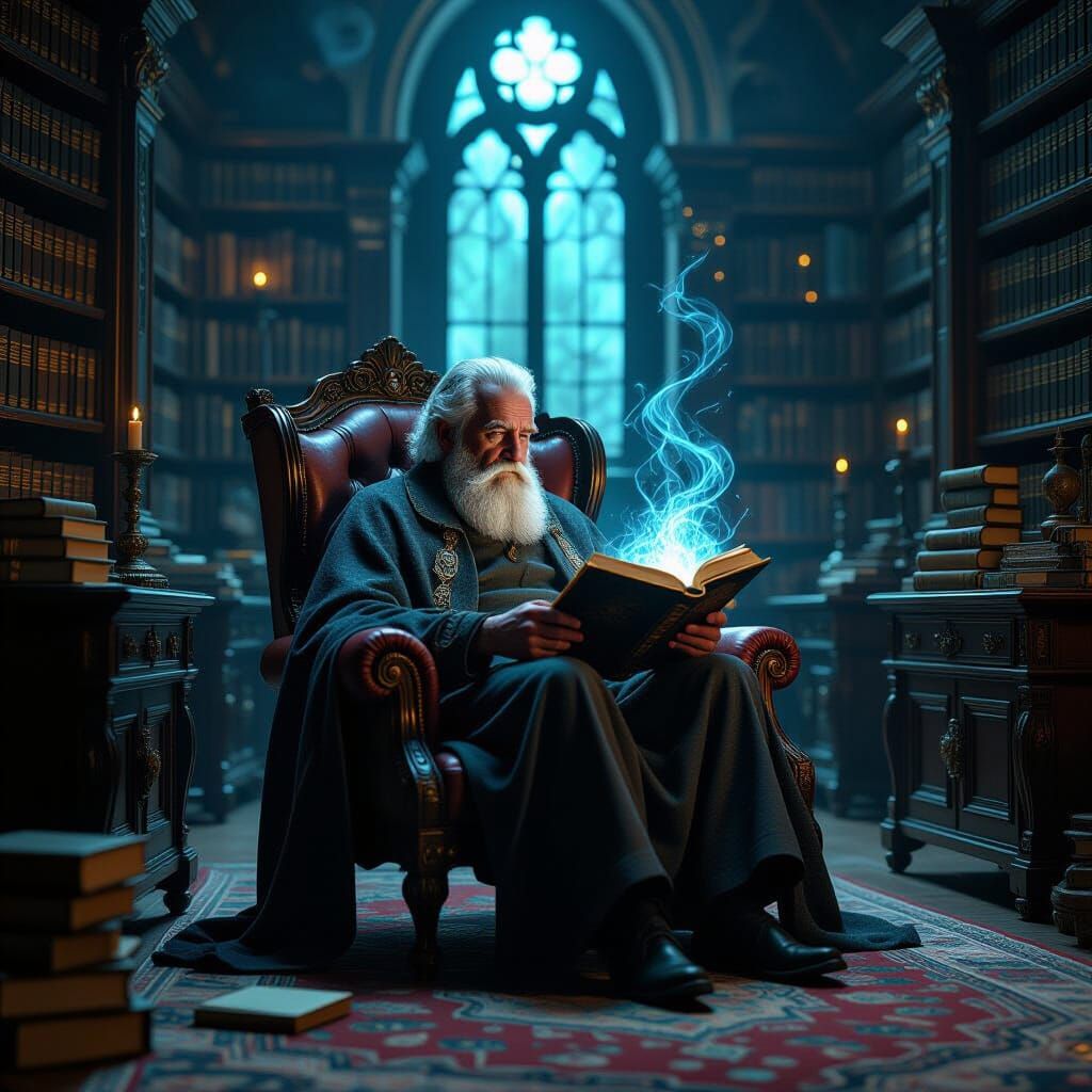 Elderly Man's Imagination in Ornate Room, Matte Painting