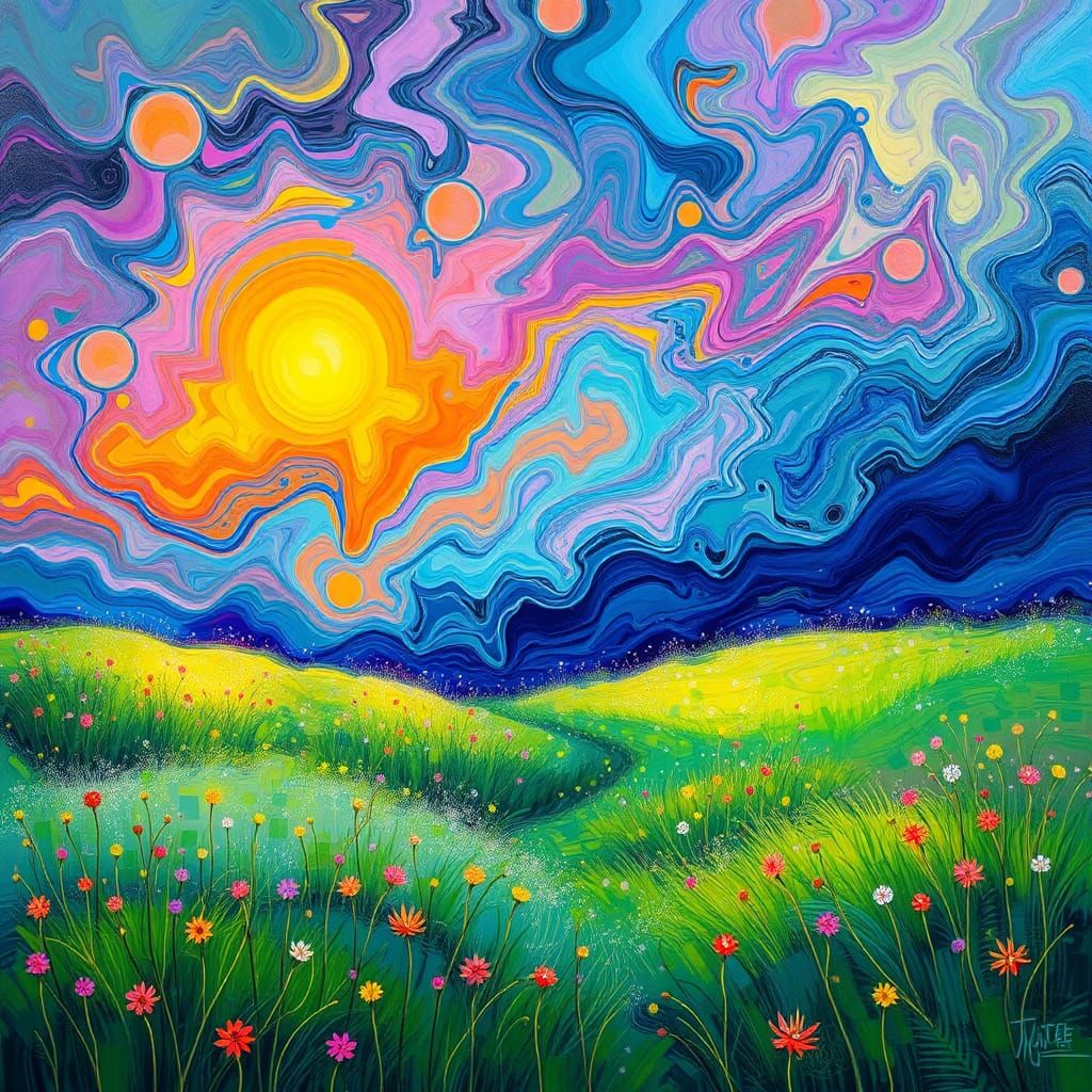 Dreamlike Landscape Painting in Impressionistic Style