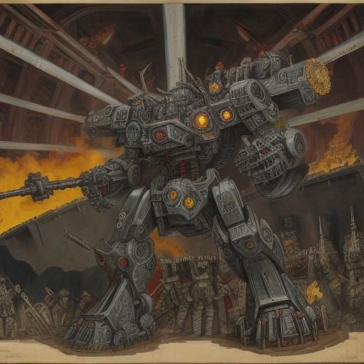 Mecha Devils in Boiler Room: Expressionist Art