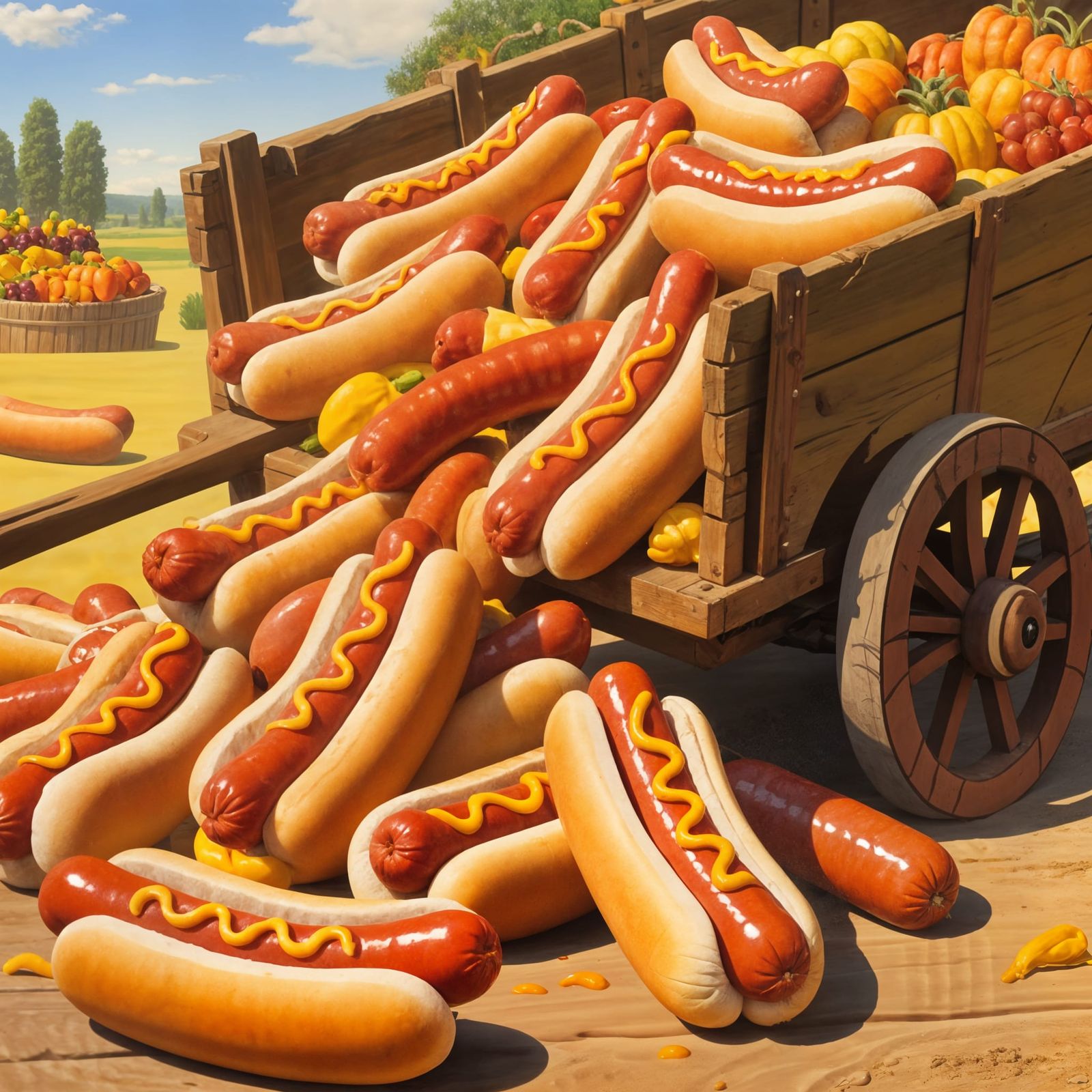 Bountiful Hotdog Harvest: A Whimsical Foodscape