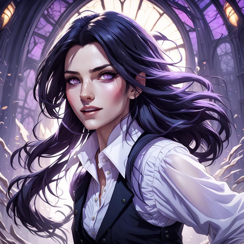 Vampire Teen Portrait in Art Nouveau Style