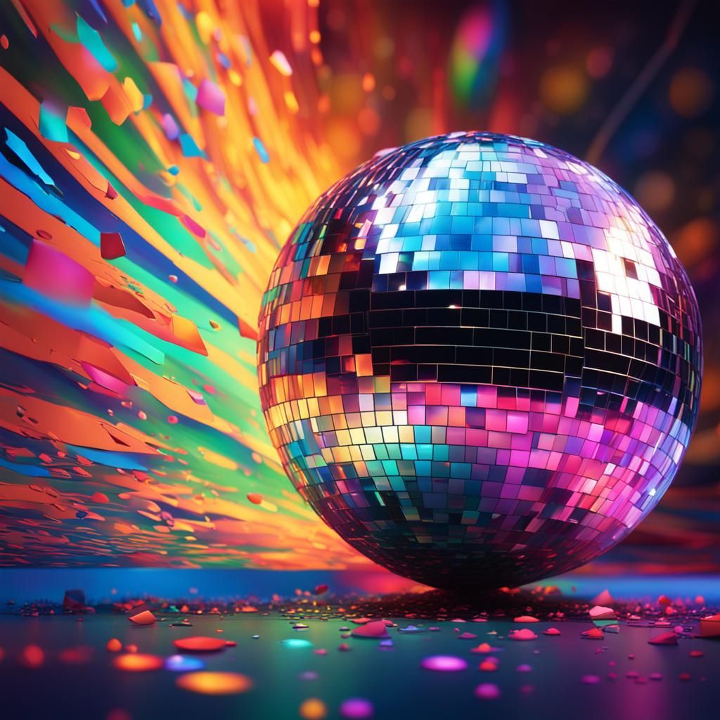 Hyperrealistic Disco Ball in Splash Art Style