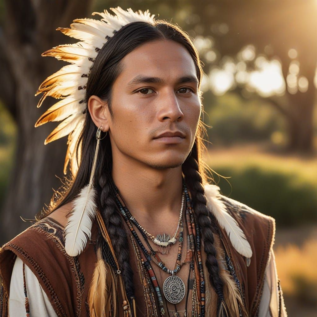 Native American Man in National Dress Portrait