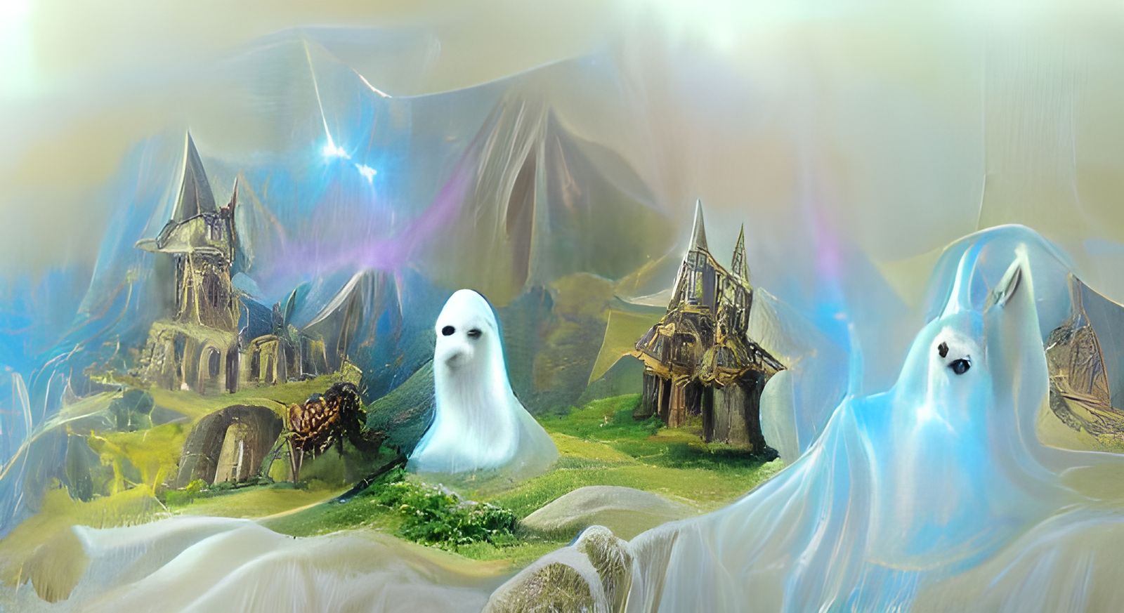 Ghost in Forgotten Realms Hyperrealistic Landscape