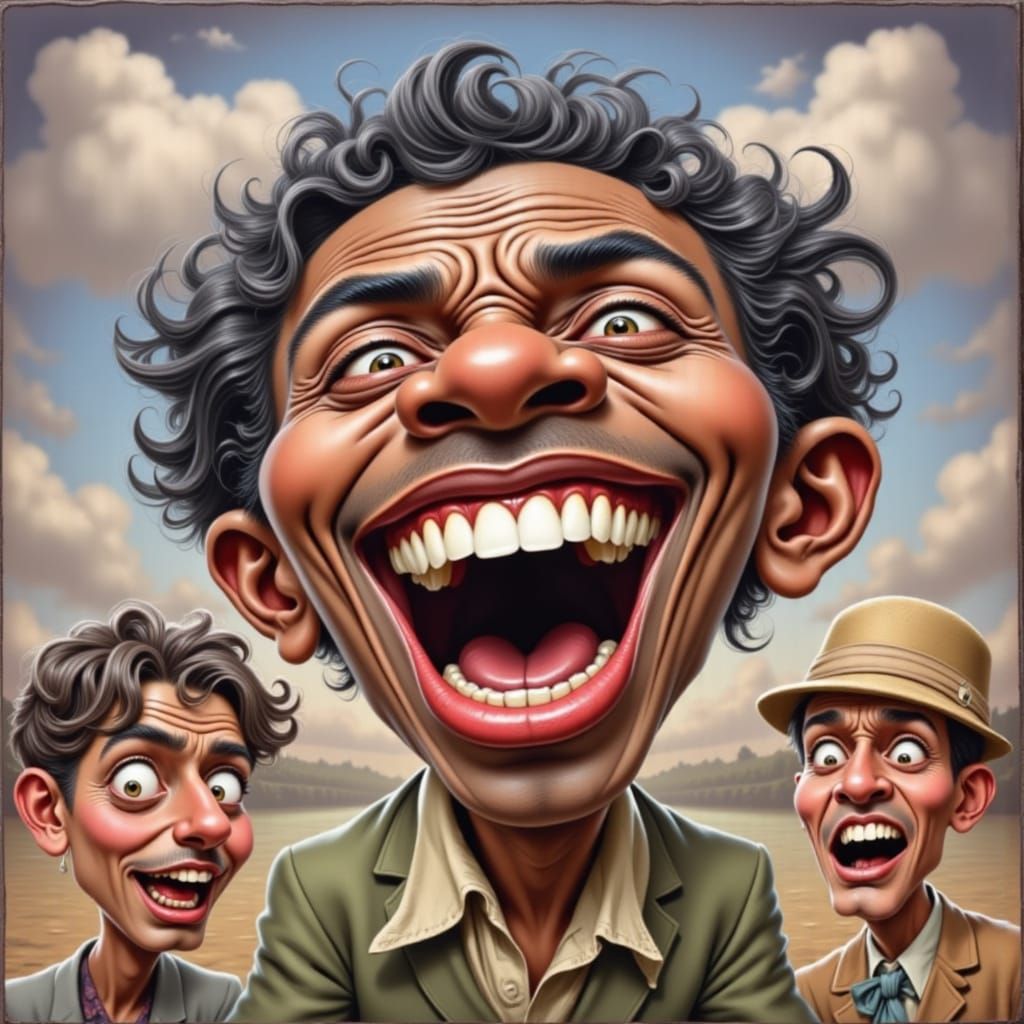 Laughing Caricature in a 1950s Style