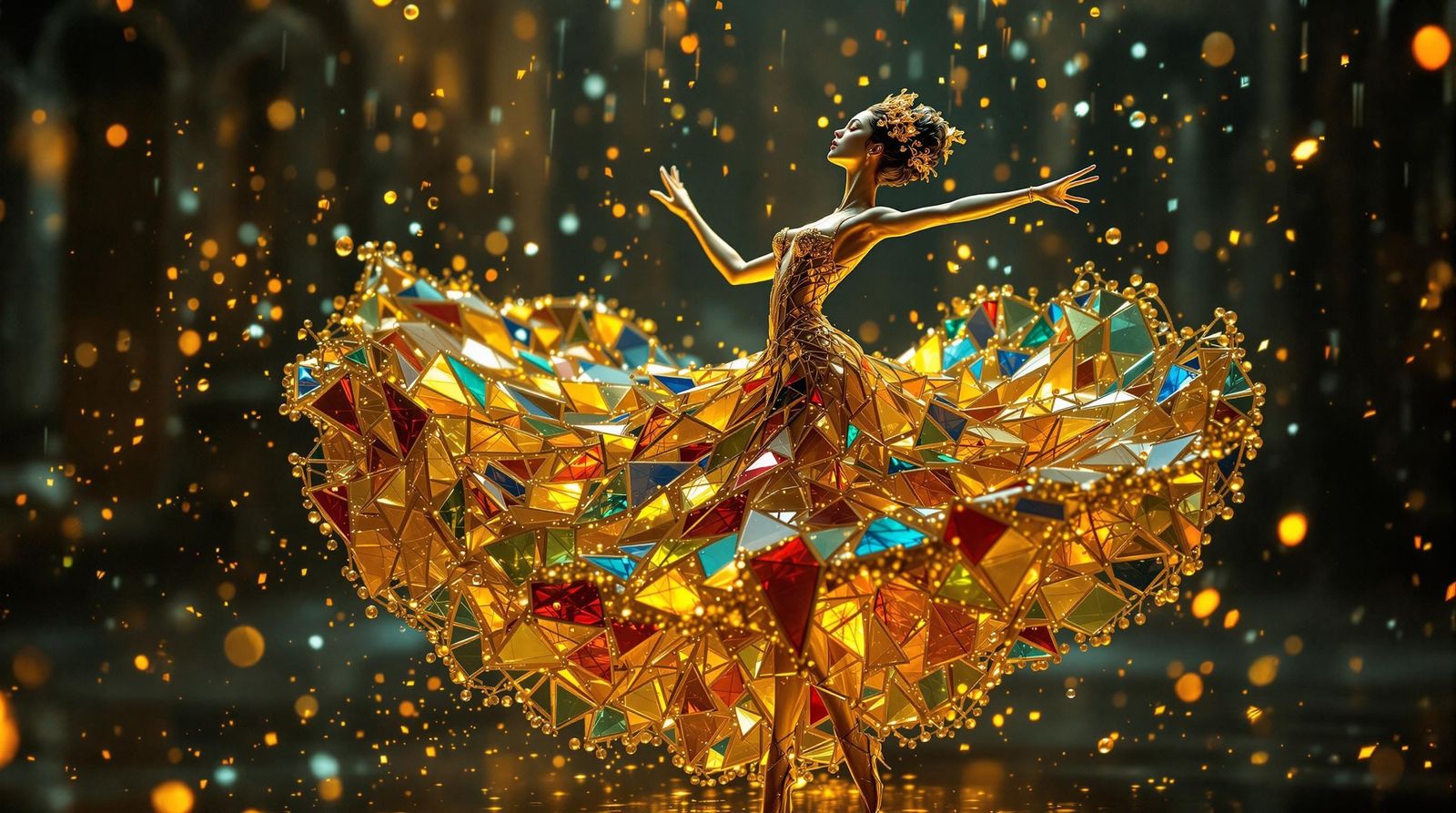 Golden Dancer Lost in Whimsical Dance