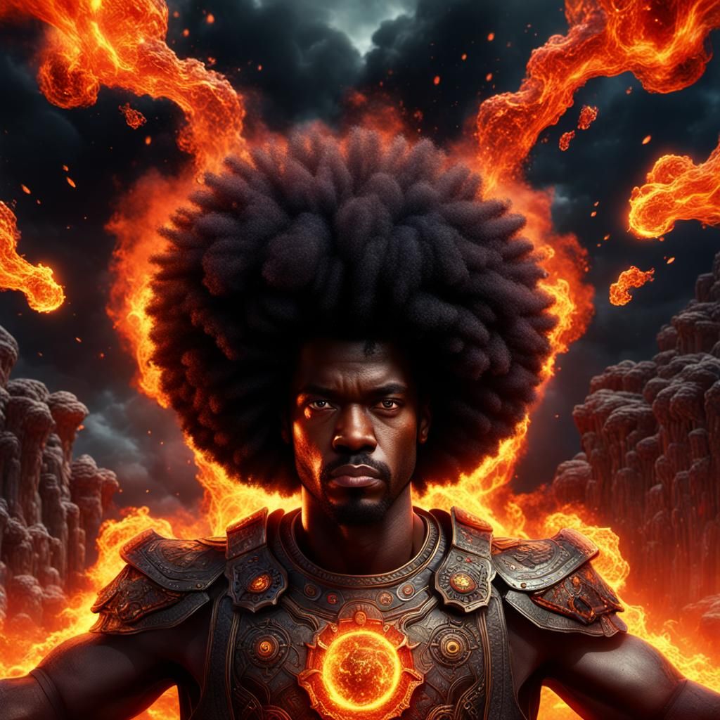 Inferno Afro: Detailed Fantasy Art in Unreal Engine