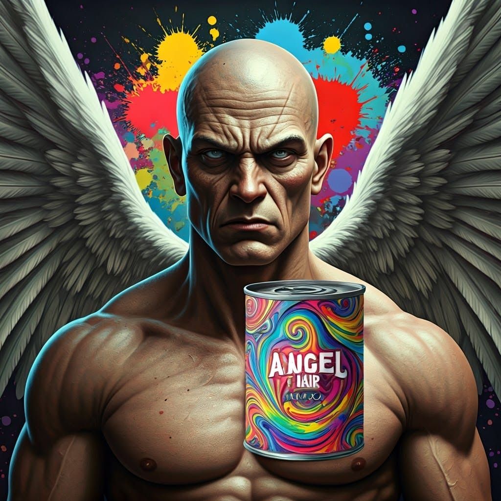 Angry Angel Stares at Angel Hair Food, Graffiti Art