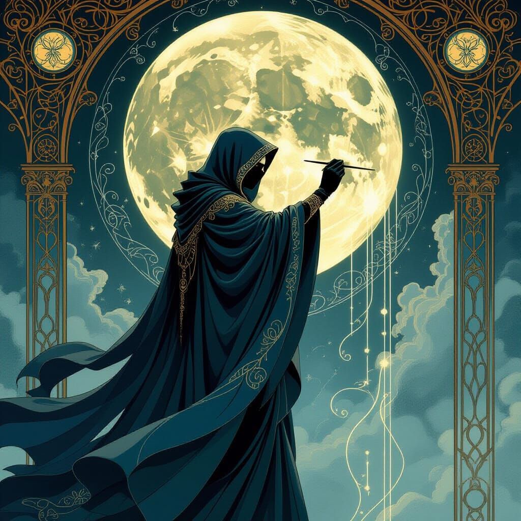 Sorcerer Paints Luminous Silk Murals in Moonlight