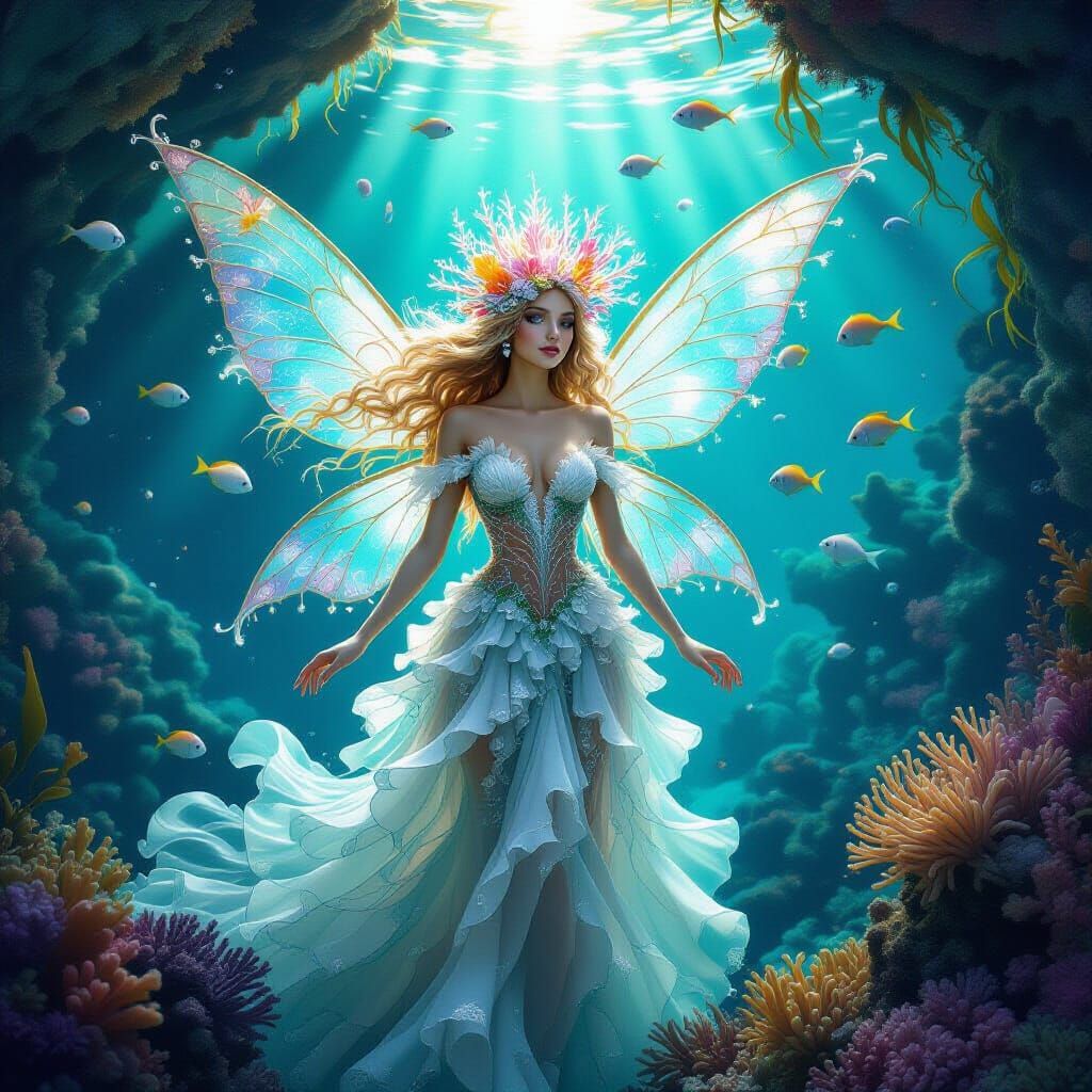 Coral Fairy in Underwater Grotto