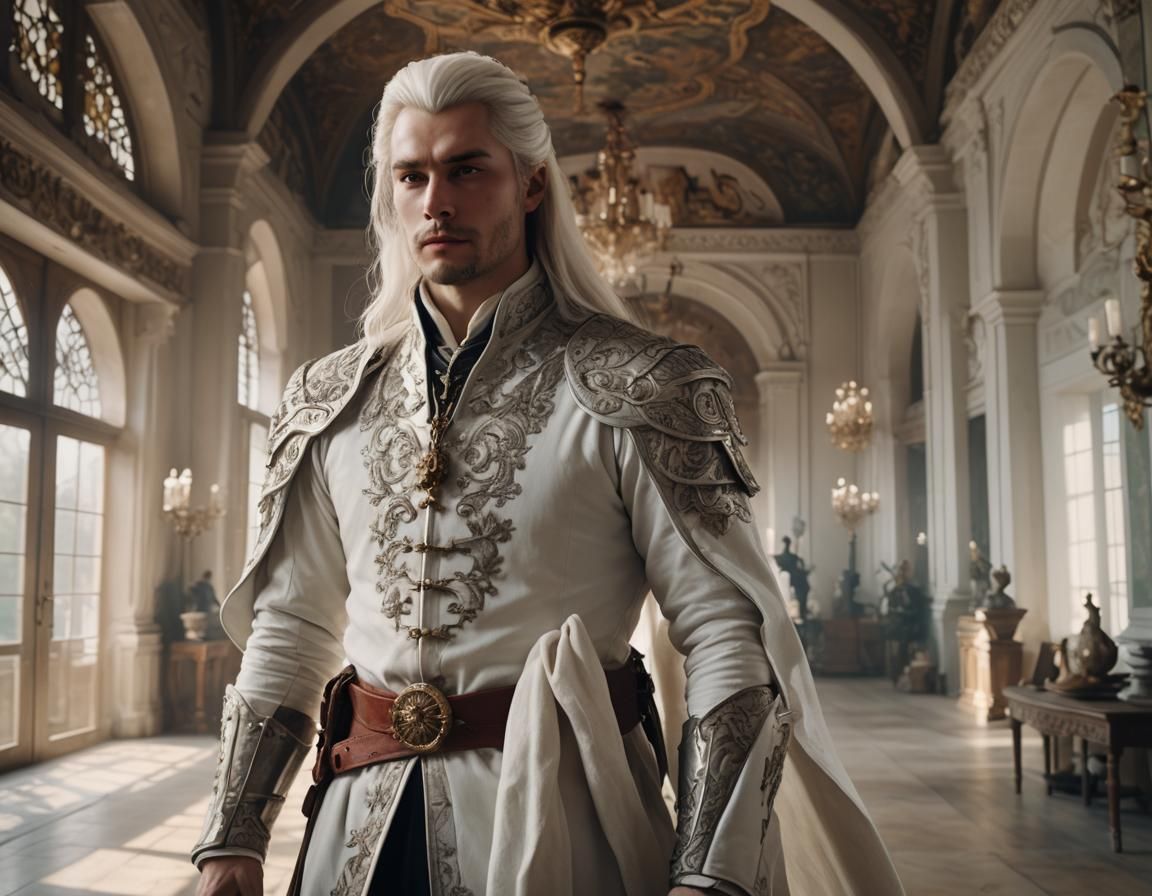 Handsome Hunter in Grand Hall: 3D Anime Art