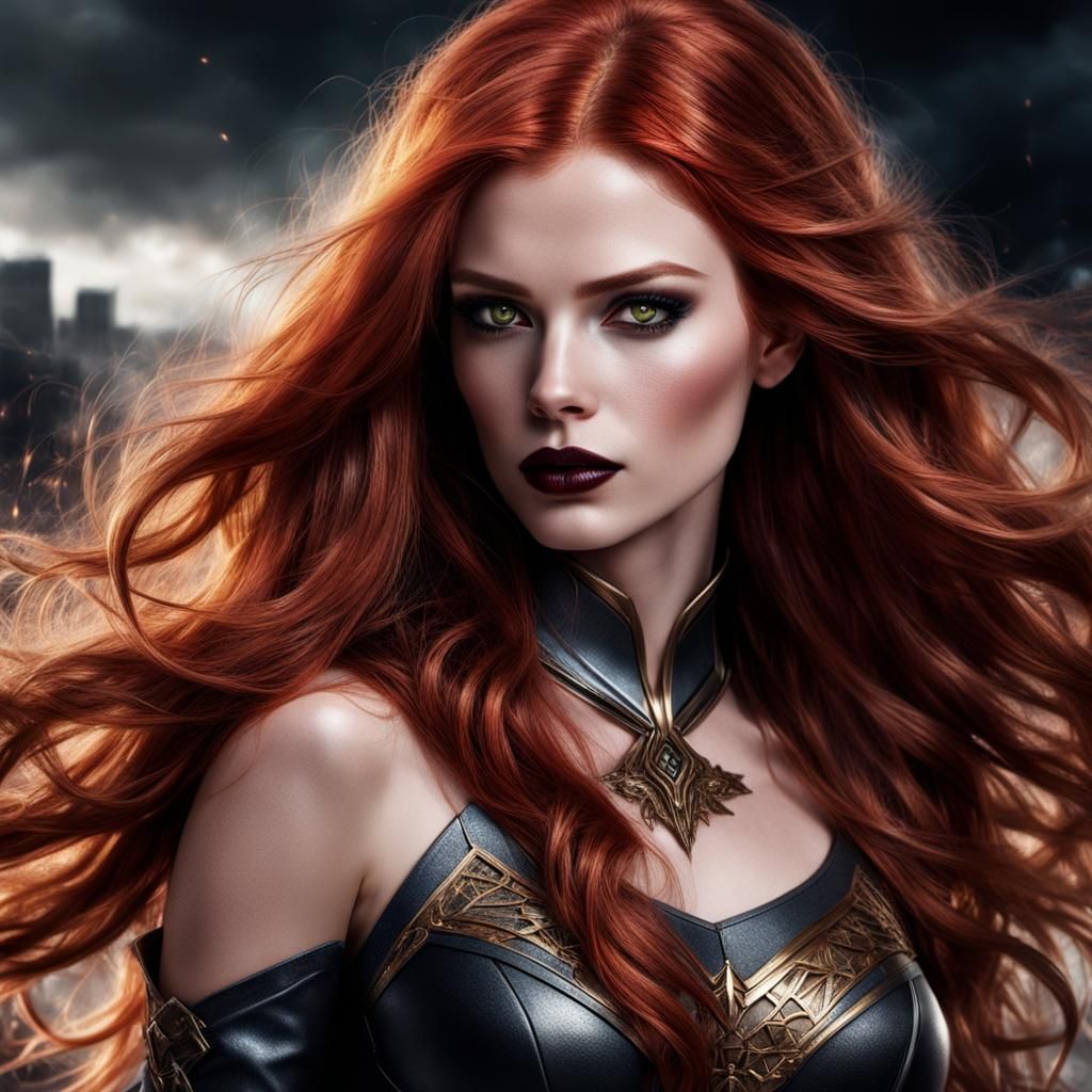 Hyperrealistic Fantasy Superhero Girl Portrait