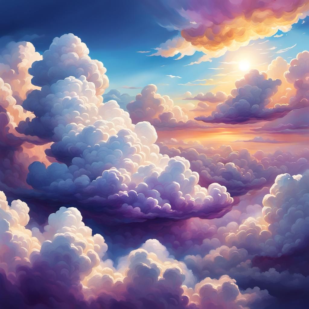 Vibrant Clouds Shaped Like Hands in Ombre Sky