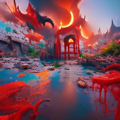 Detailed Matte Painting of Hell in Deep Color