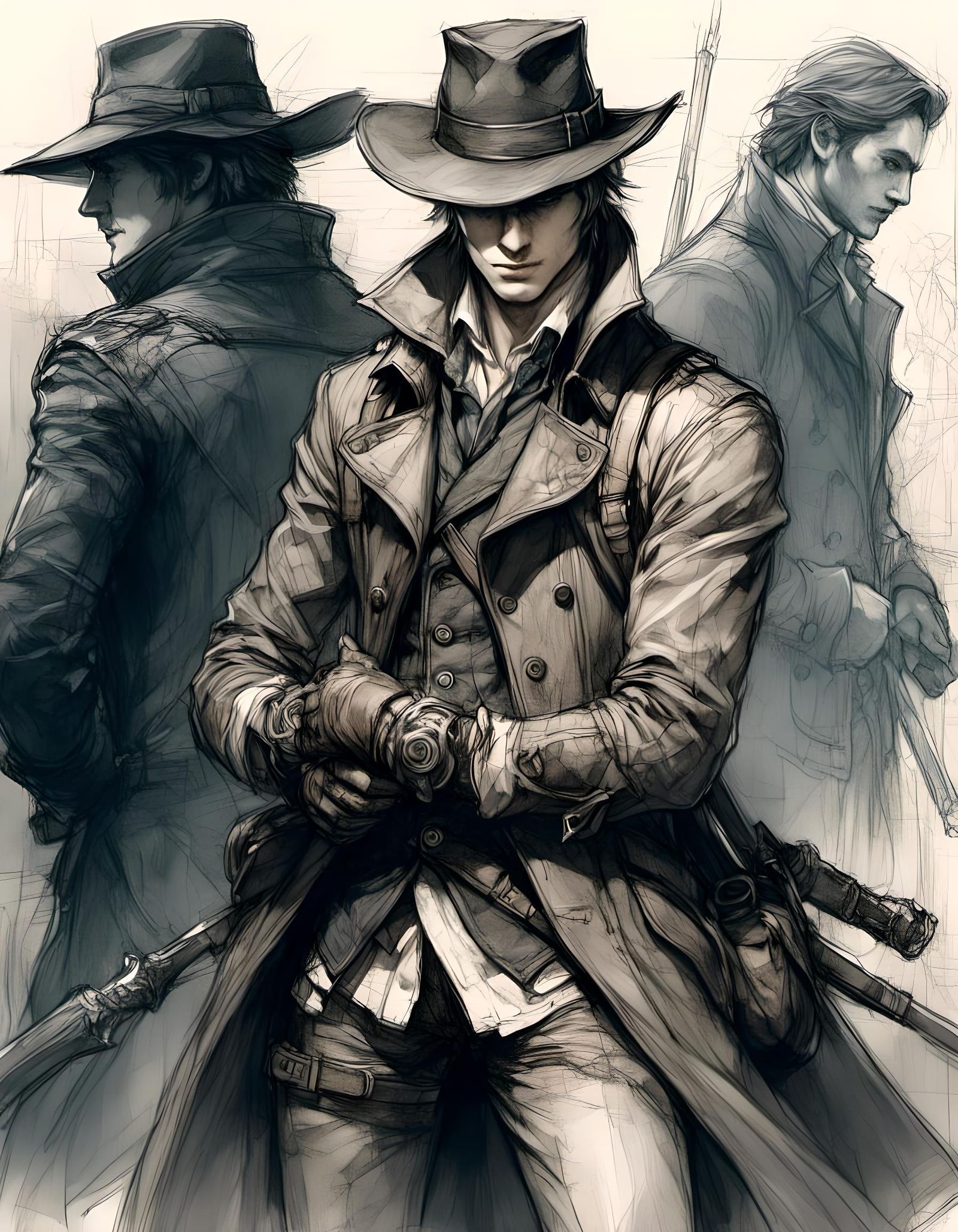 Handsome Jock as Bloodborne Hunter in Anime Style