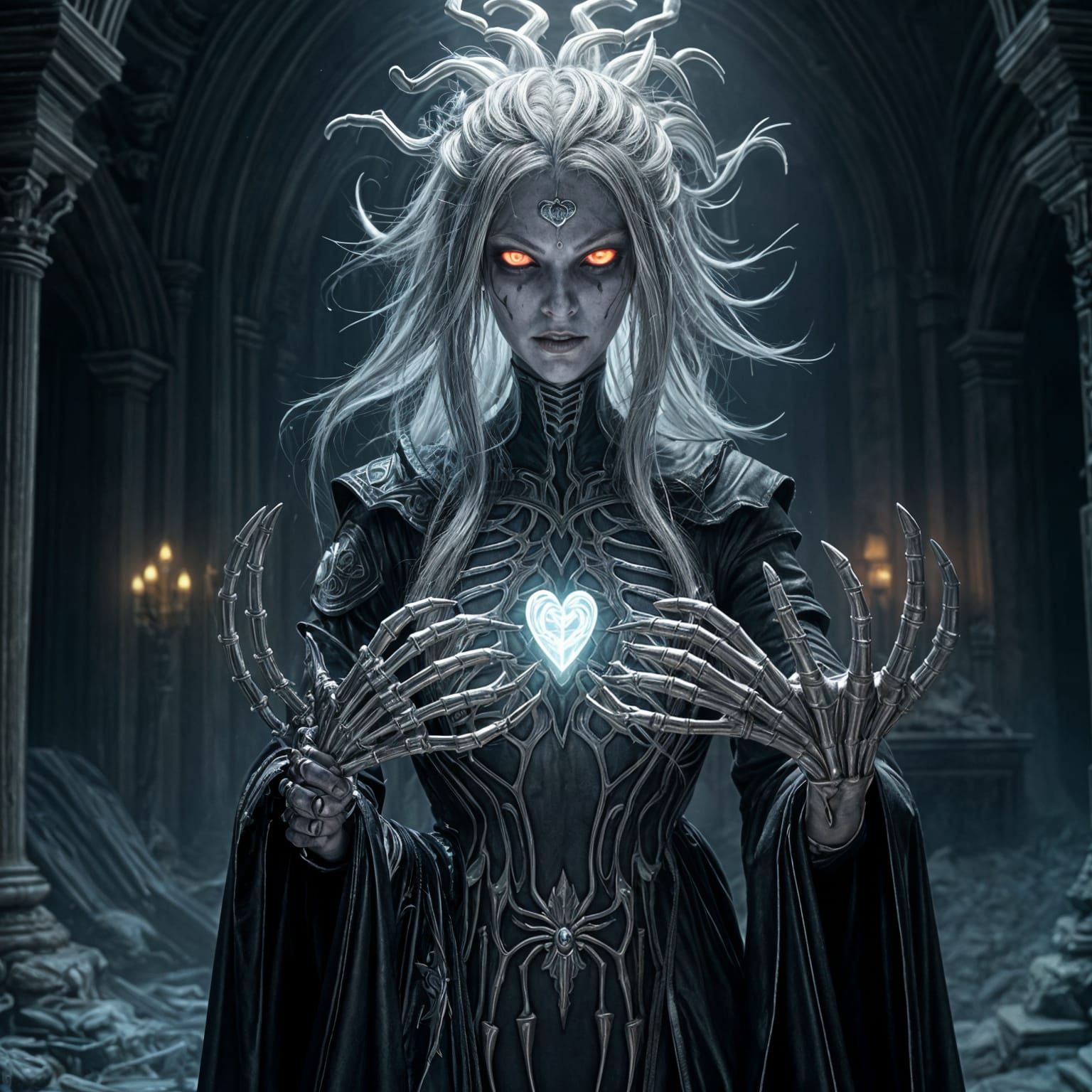 Undead Drow Priestess in Ruined Temple