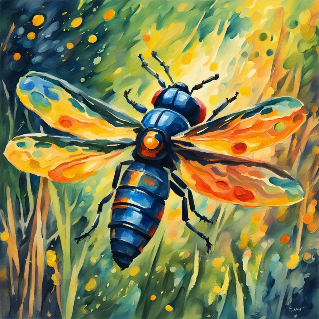 Firefly in Gouache and Watercolor Style