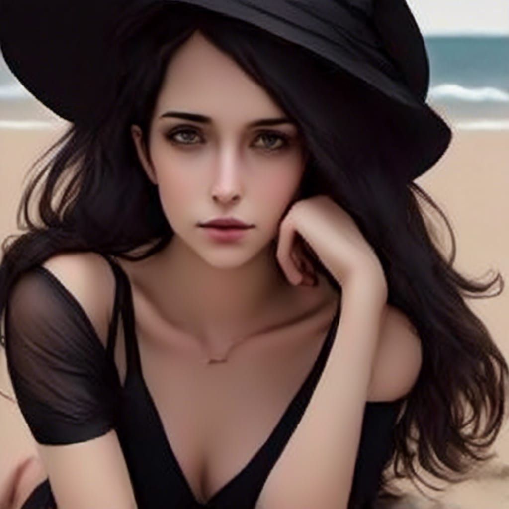 Melancholy Woman on Tropical Beach Photograph