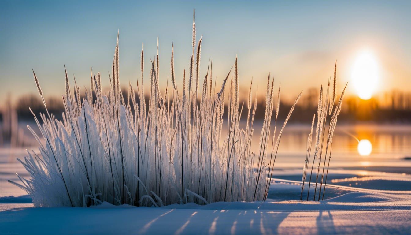 Crystal Ice Willow Sculpture at Dawn: Photography