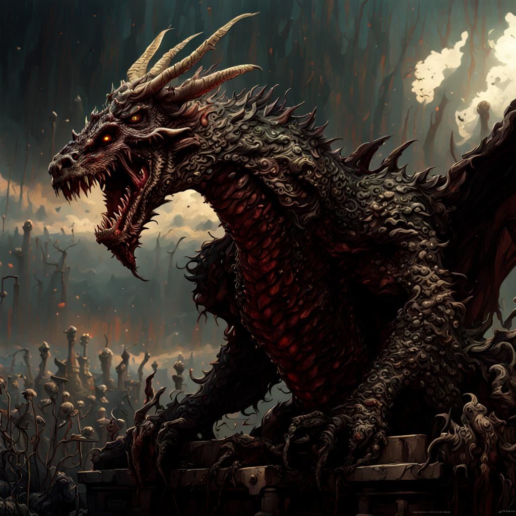 Epic Zombie Dragon: Dramatic Digital Matte Painting