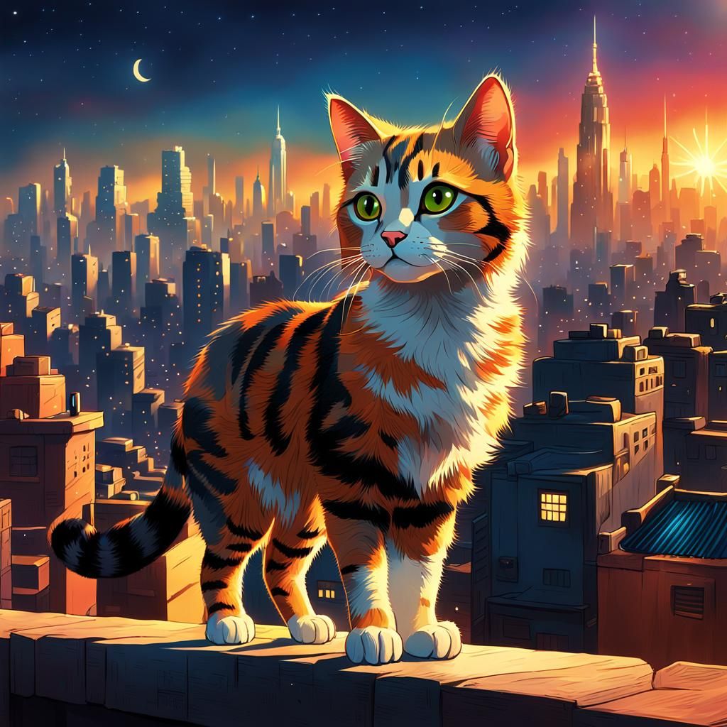 Cat in Coruscant: Hyperrealistic Concept Art