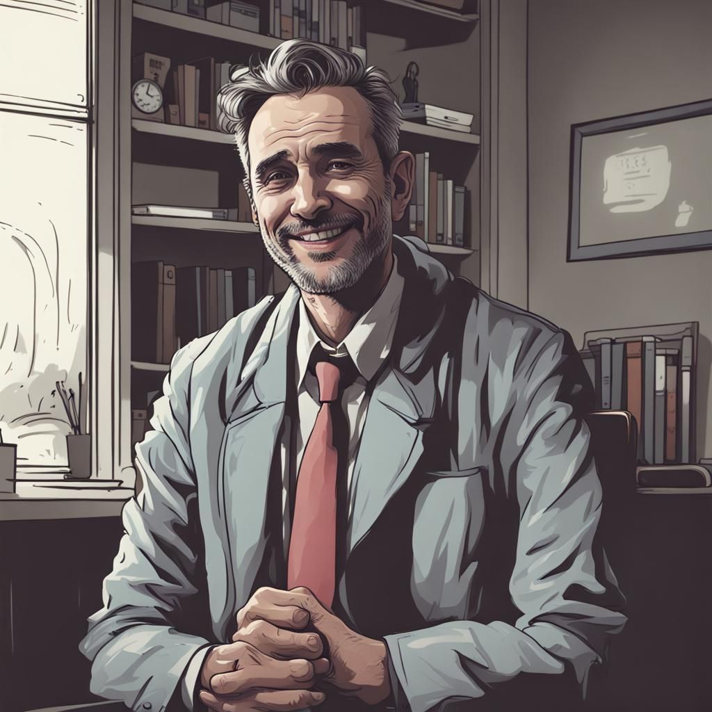 Ominous Psychiatrist with Shady Smile