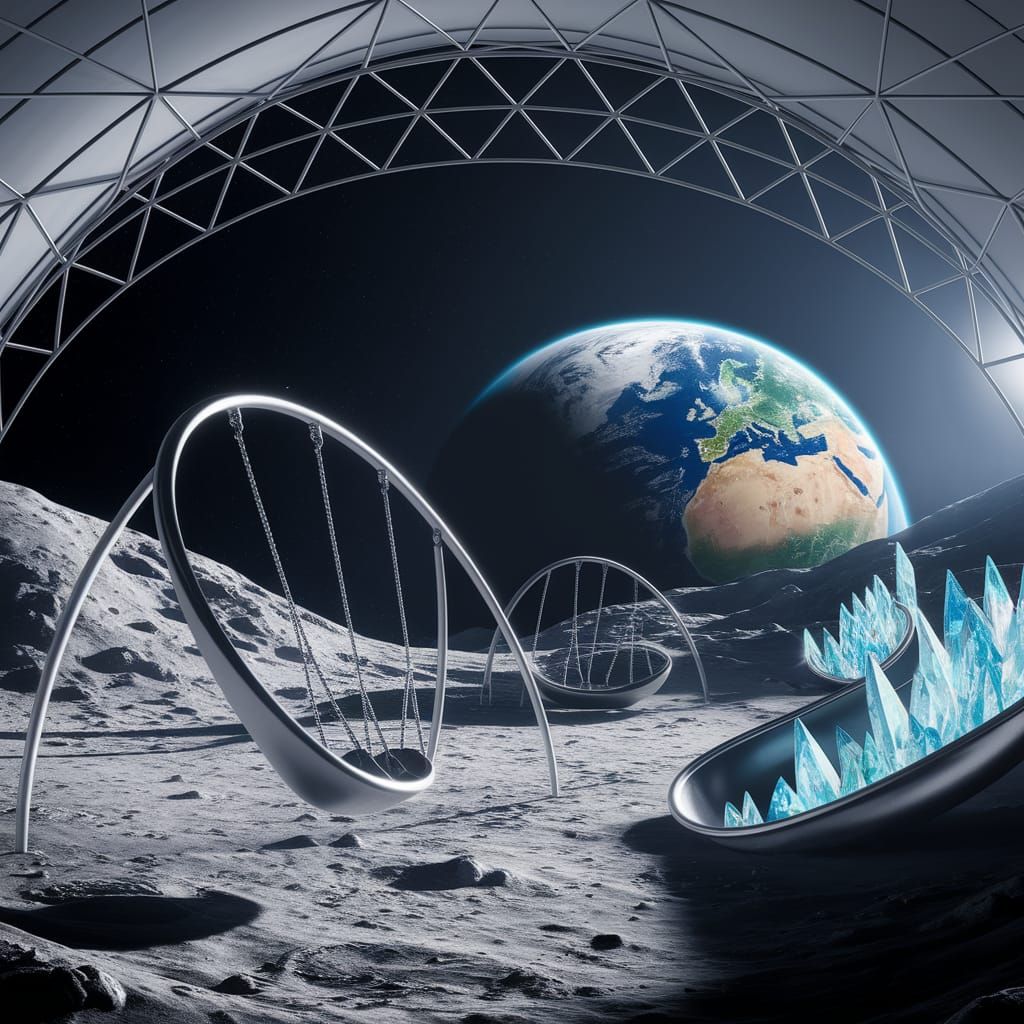 Futuristic Moon Playground in Digital Painting