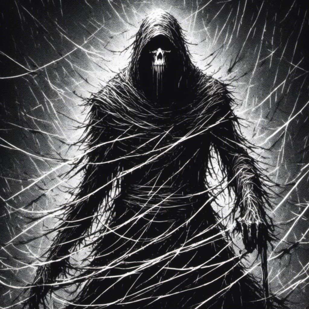 Grim Reaper of White Lines in Grimdark Style