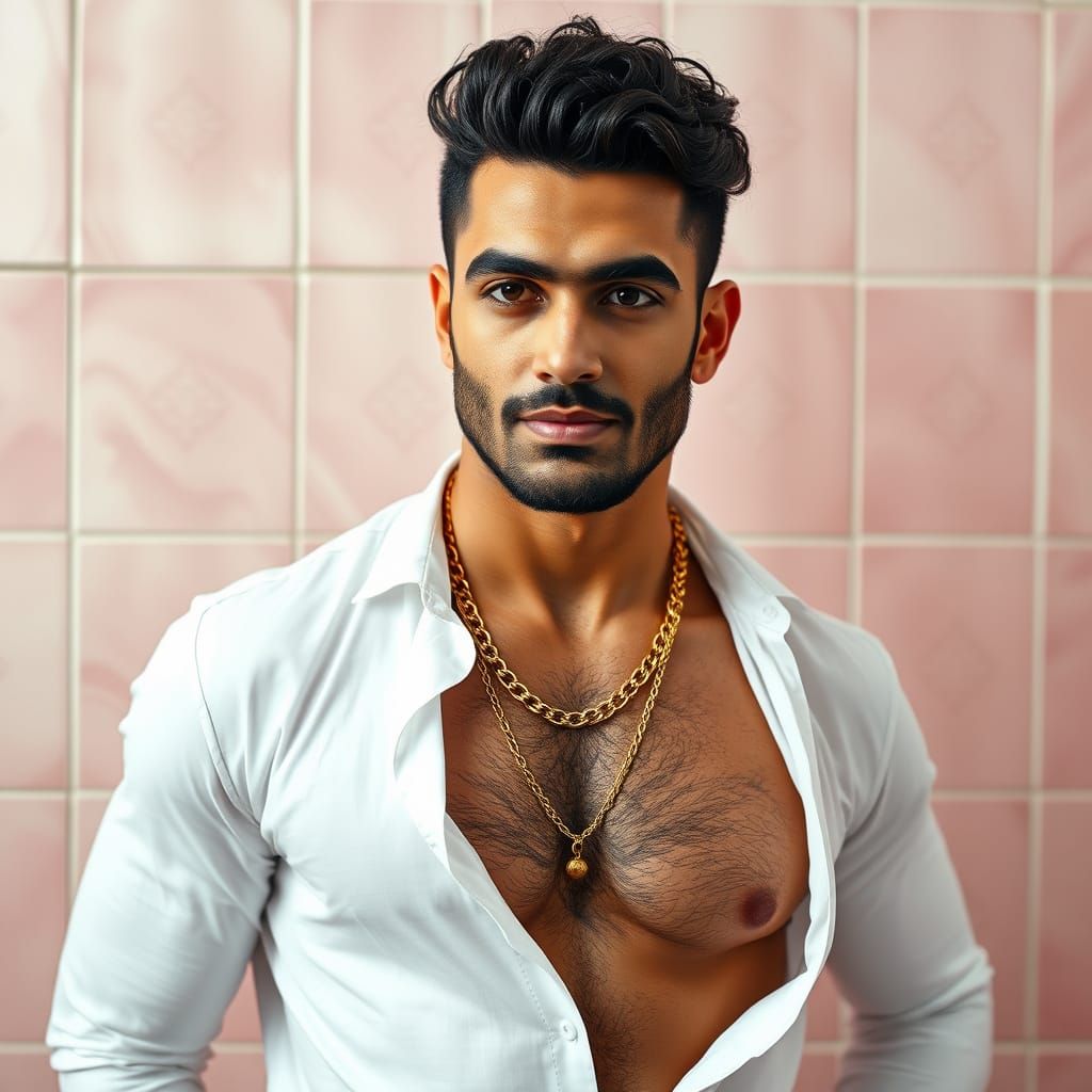 Elegant Portrait of Middle Eastern Man with Gold Chains