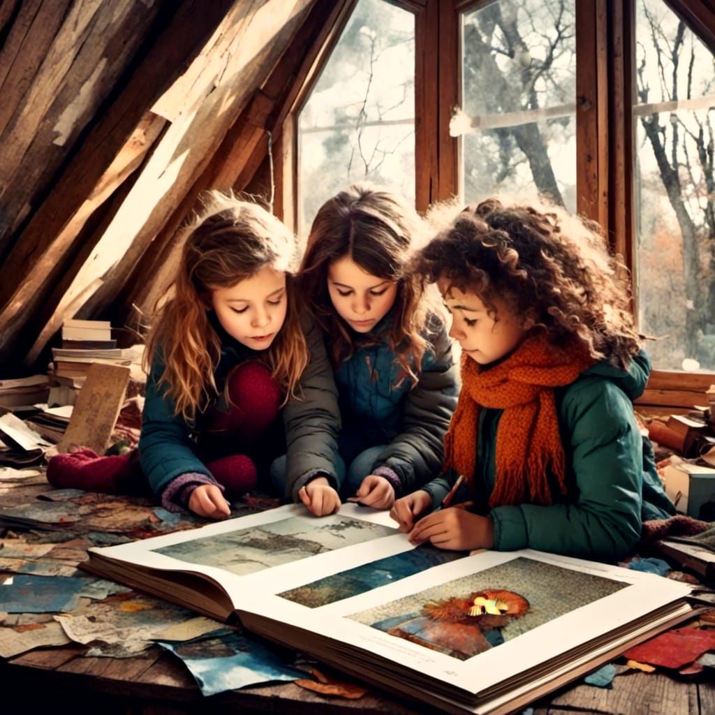 Girls Discovering a Surprise in the Attic