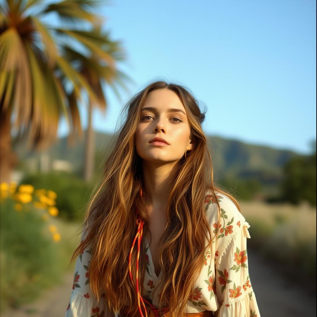 Beautiful and natural hippie girl