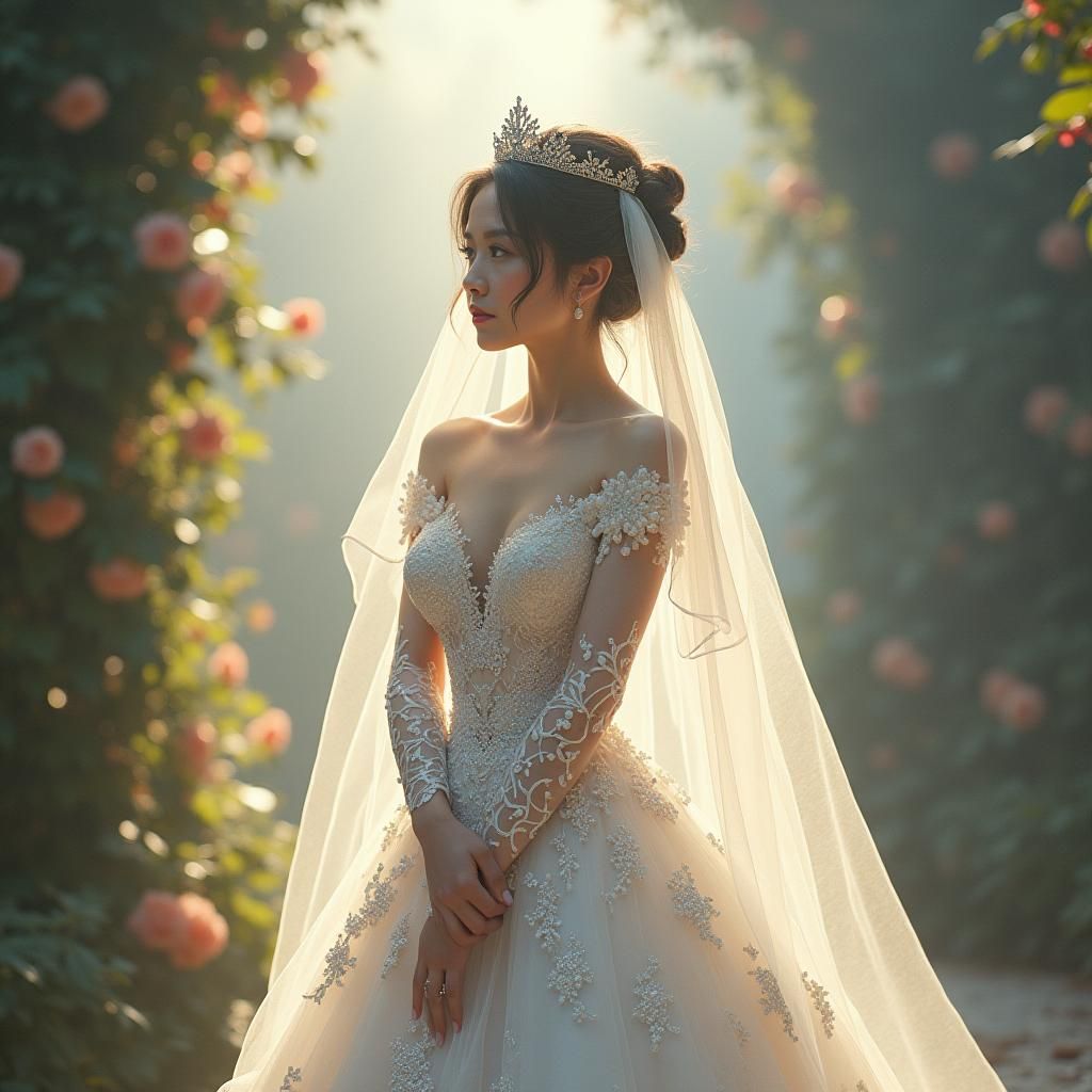 Ethereal Princess Bride in Dreamy Landscape