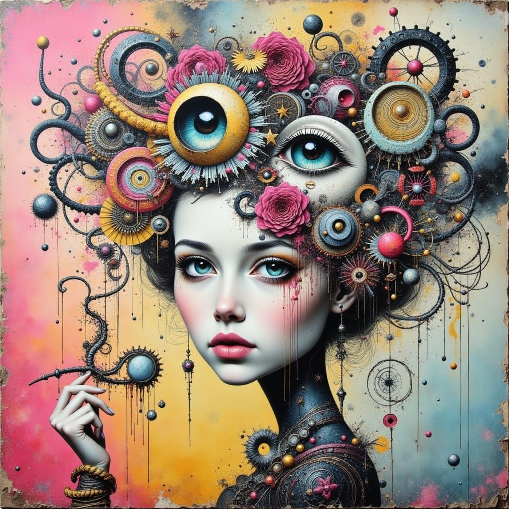 Dadaist Airbrush Art in Pastel Colors