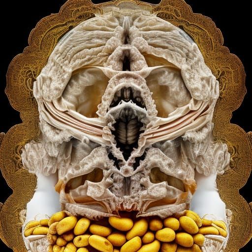 Surreal Banana Pudding Art in Filigree Thermal Style